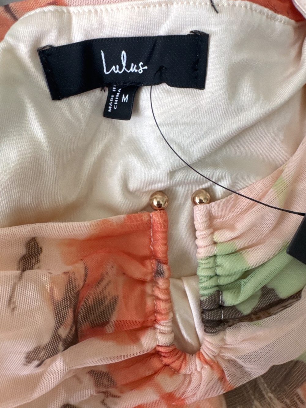 Lulus Catlin Cream Multi Floral Mesh Long Sleeve Maxi Dress White - Size M - Picture 3 of 5